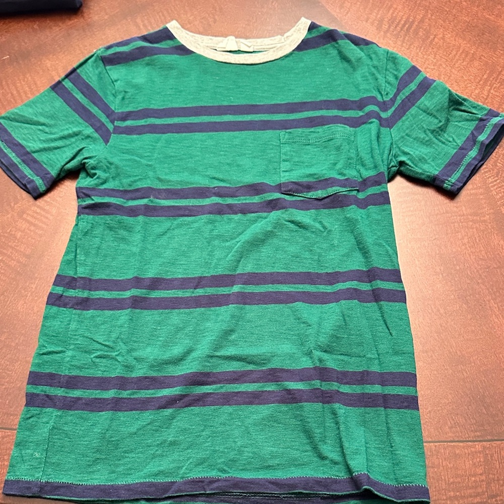 GAP Kids Green and Navy Striped Tee